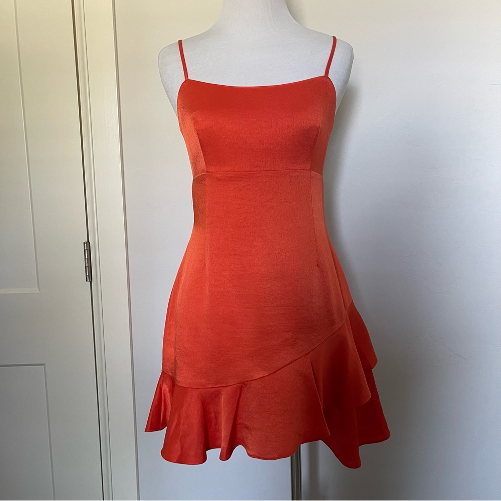 Lovers + friends revolve sweetie mini dress bright orange small